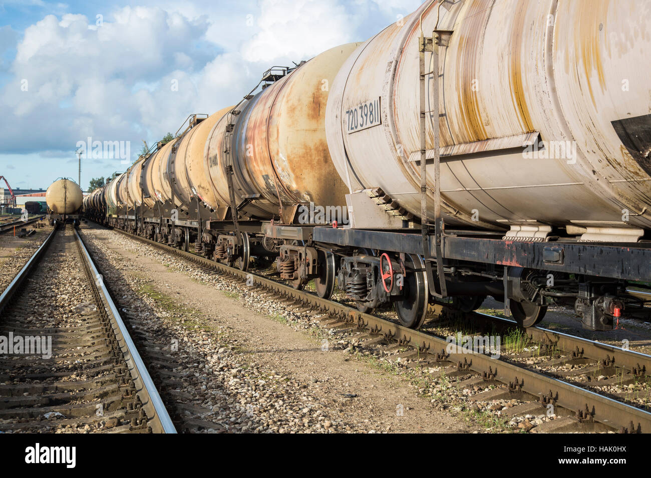 railroad transportation. freight cars in a row Stock Photo