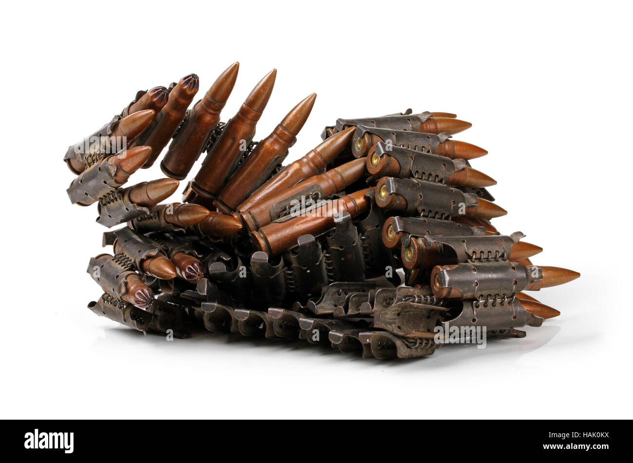 chain of ammunition isolated on white background Stock Photo