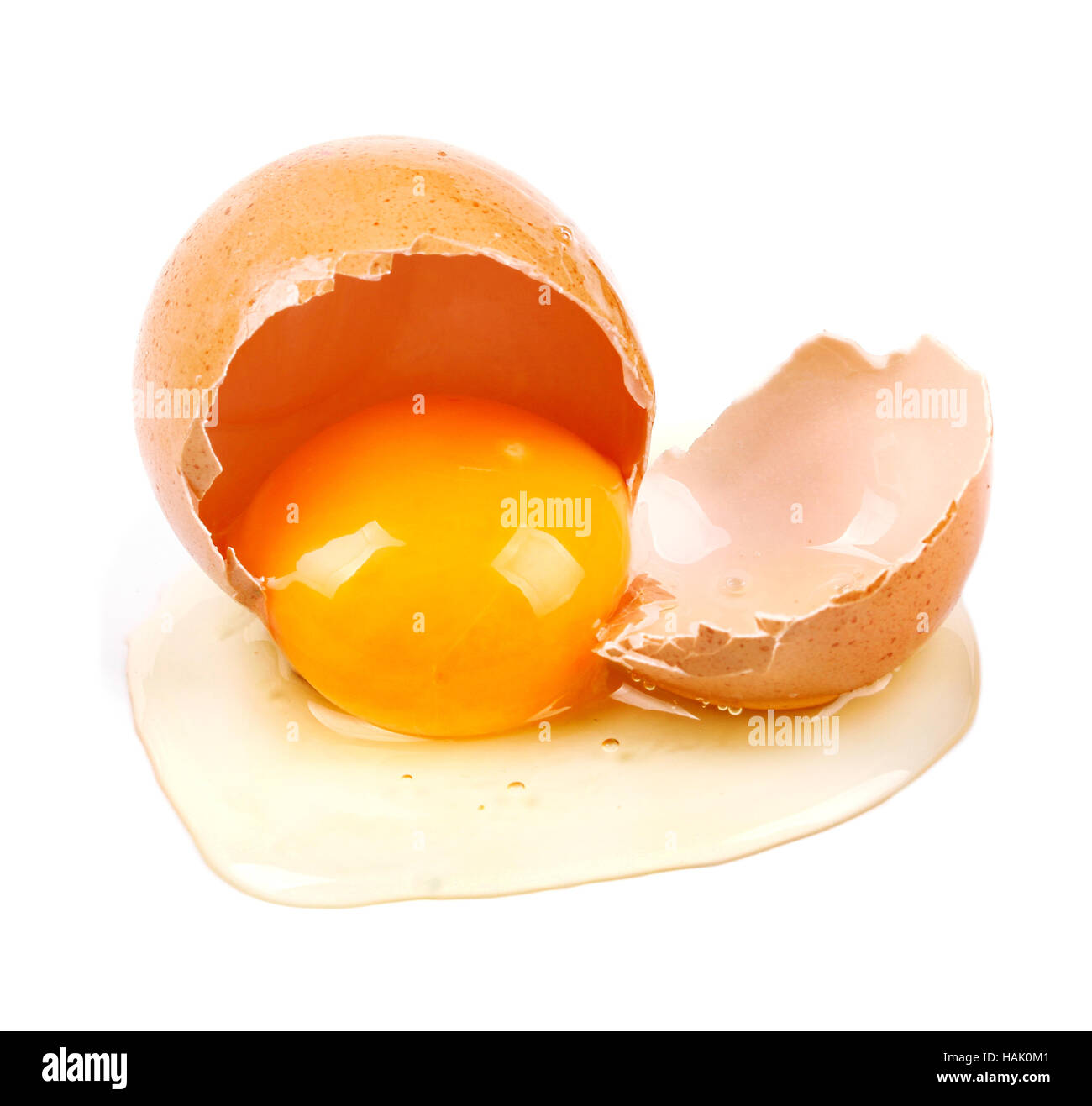 closeup of raw broken egg isolated on white Stock Photo