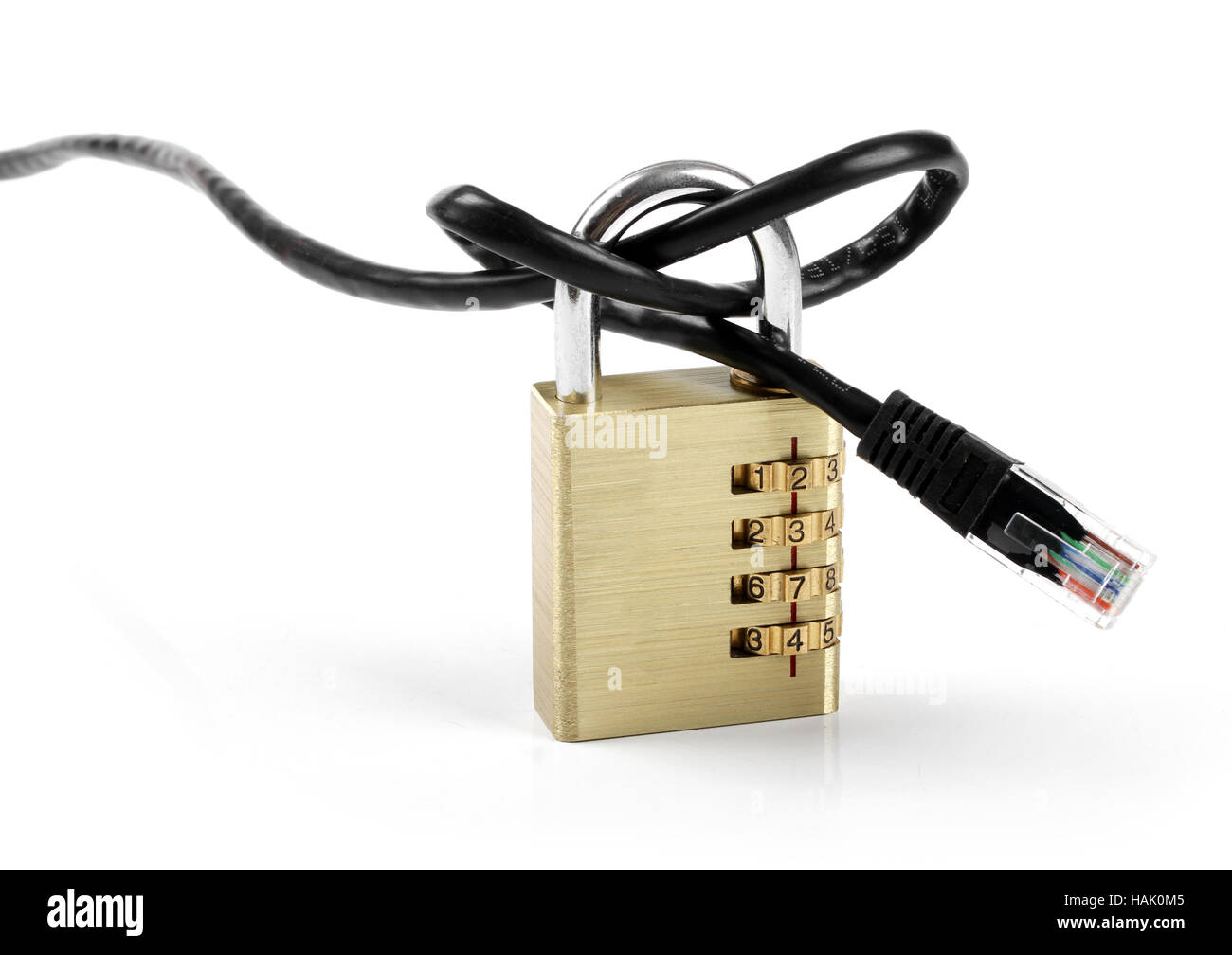 internet censorship concept - padlock with cable Stock Photo