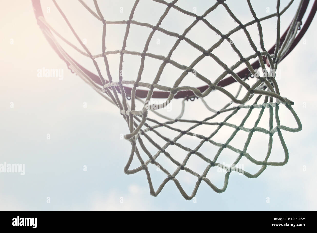 closeup of outdoor basketball hoop net Stock Photo
