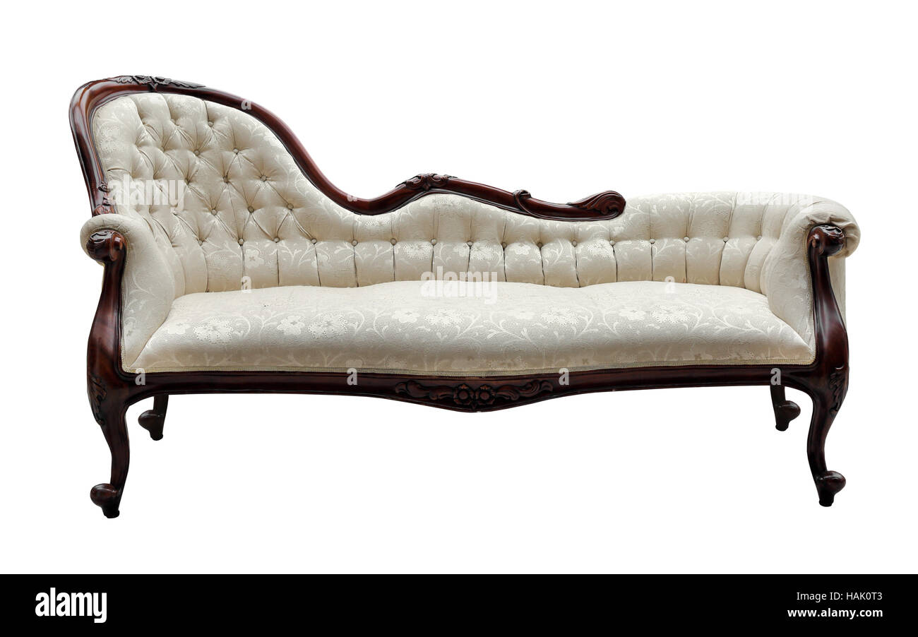 vintage style couch isolated on white Stock Photo