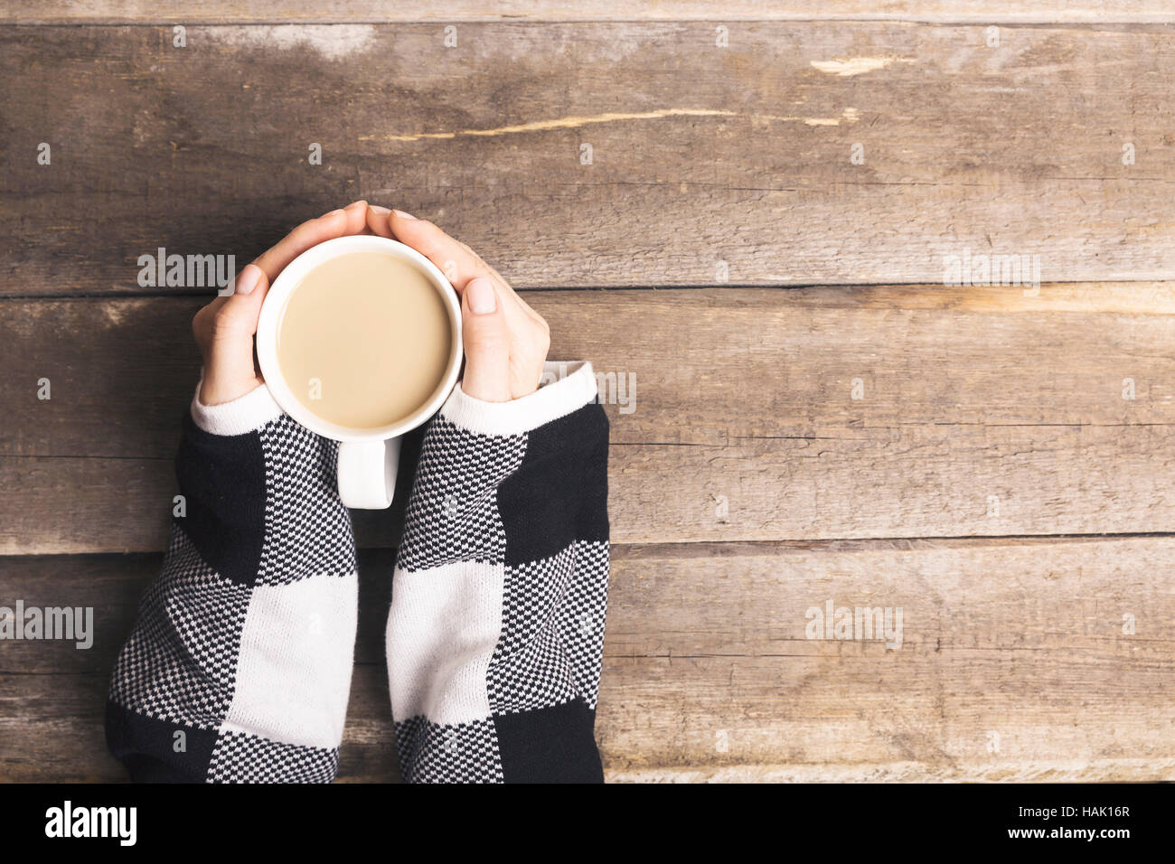 warm up with hot coffee drink Stock Photo