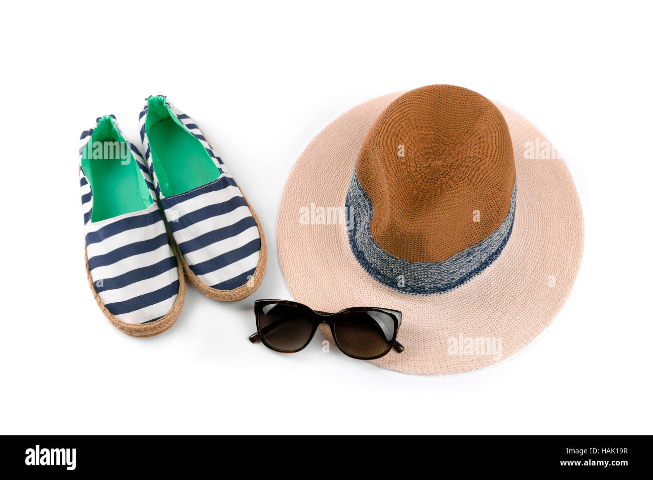 sailor style summer accessories isolated on white background Stock Photo