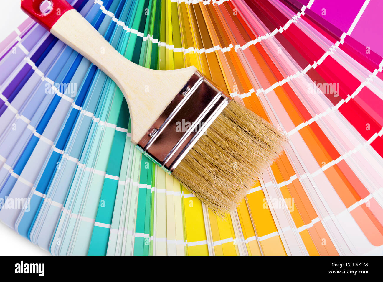 catalog with paint color samples and brush Stock Photo