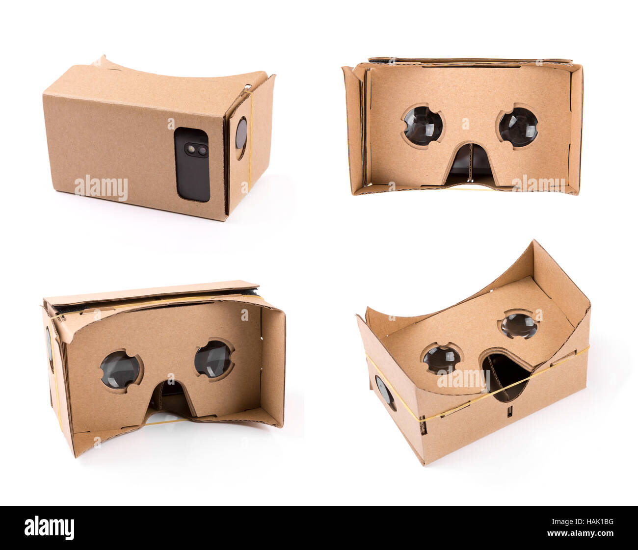 cardboard virtual reality glasses isolated on white Stock Photo