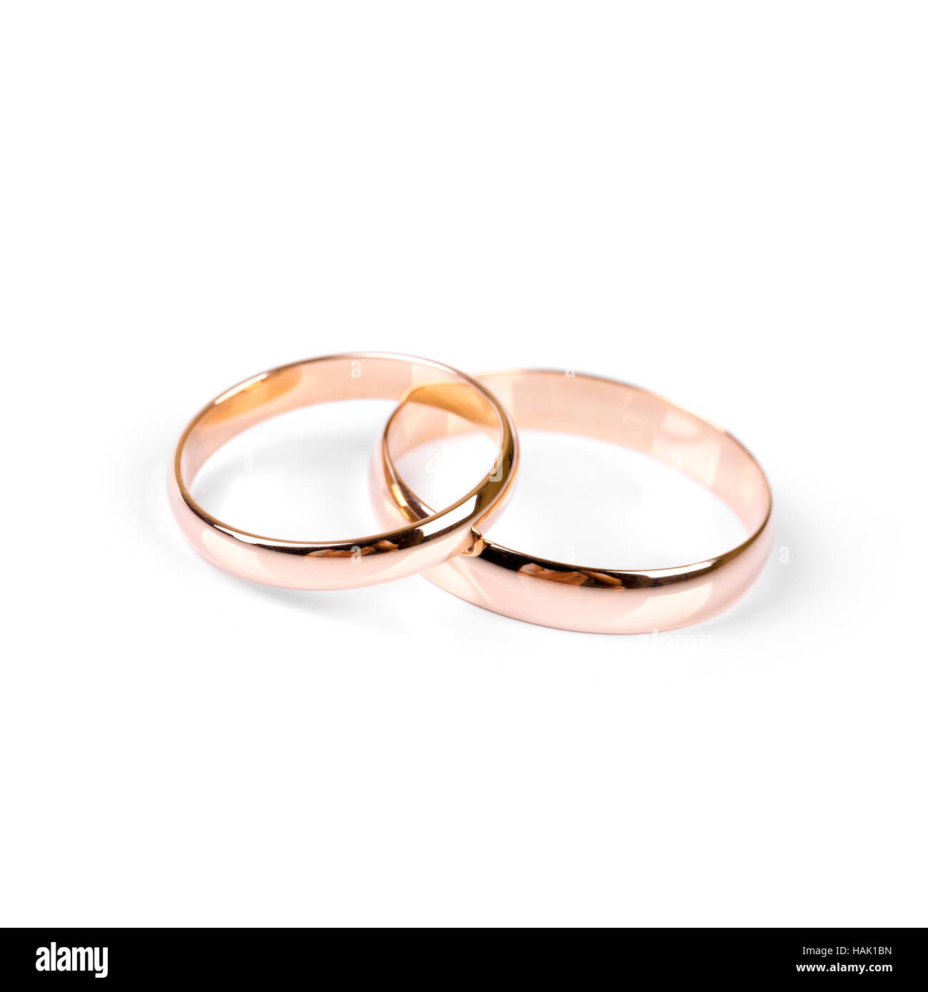 classic golden wedding rings isolated on white Stock Photo