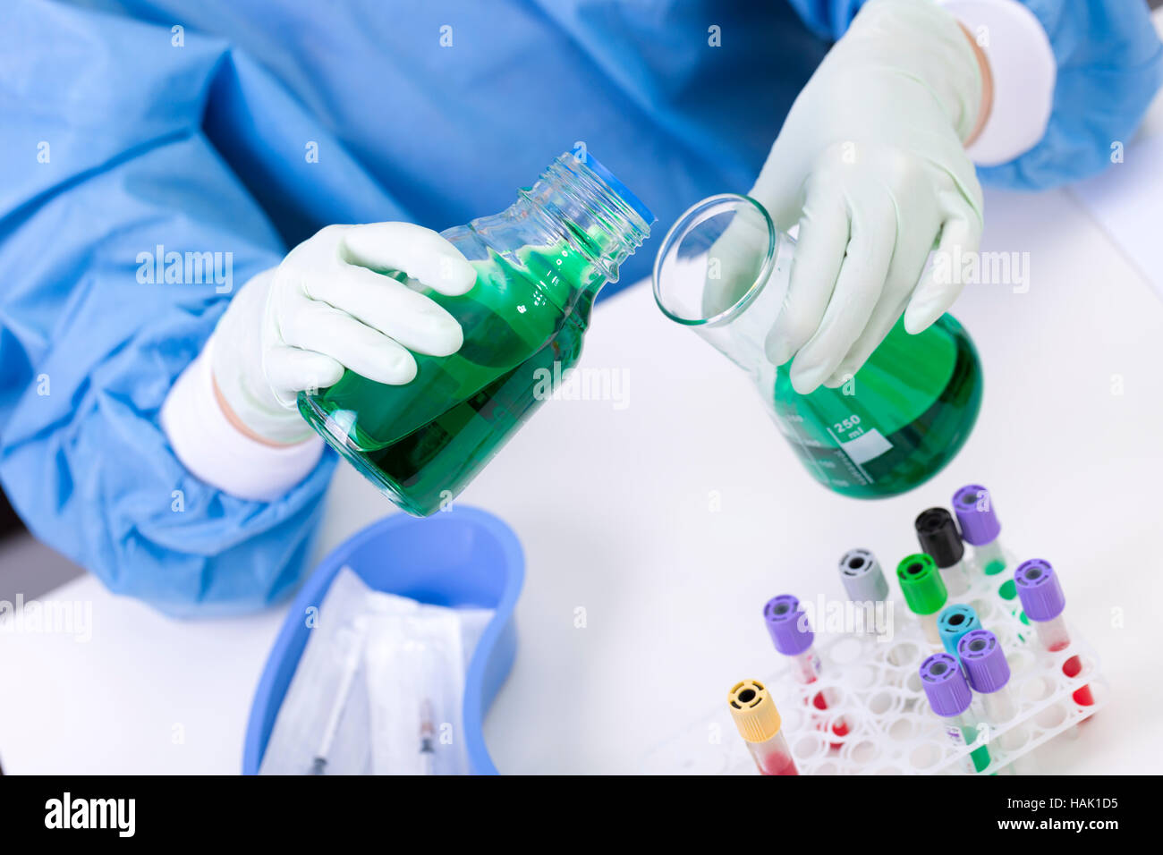 chemical test in laboratory Stock Photo