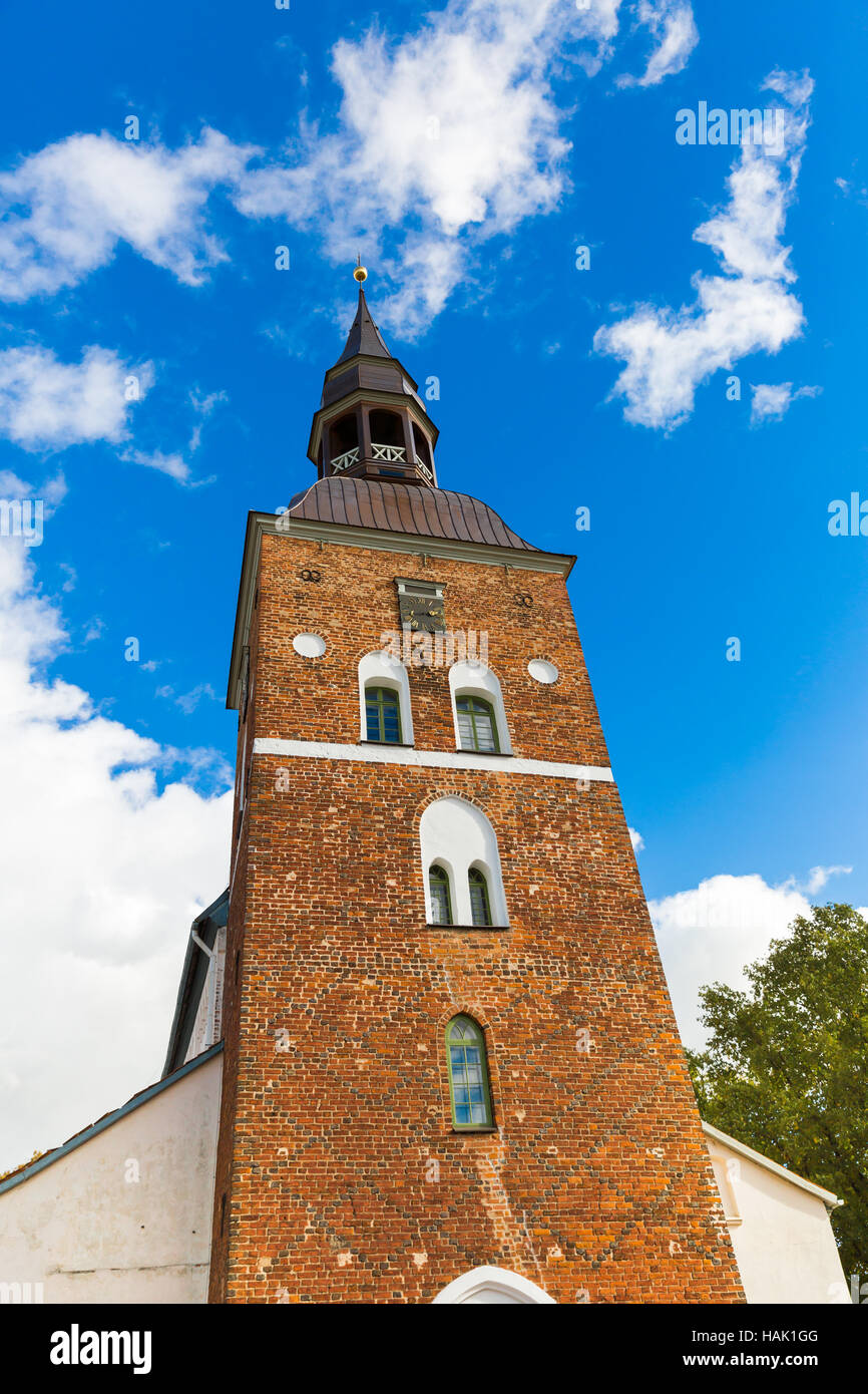 tower of St Simon church in Valmiera, Latvia Stock Photo