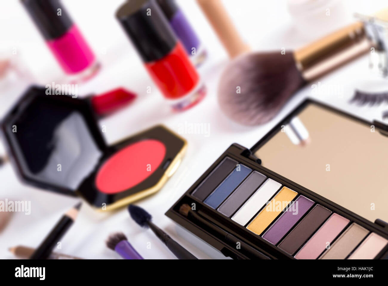 cosmetics - focus on eyeshadows palette Stock Photo