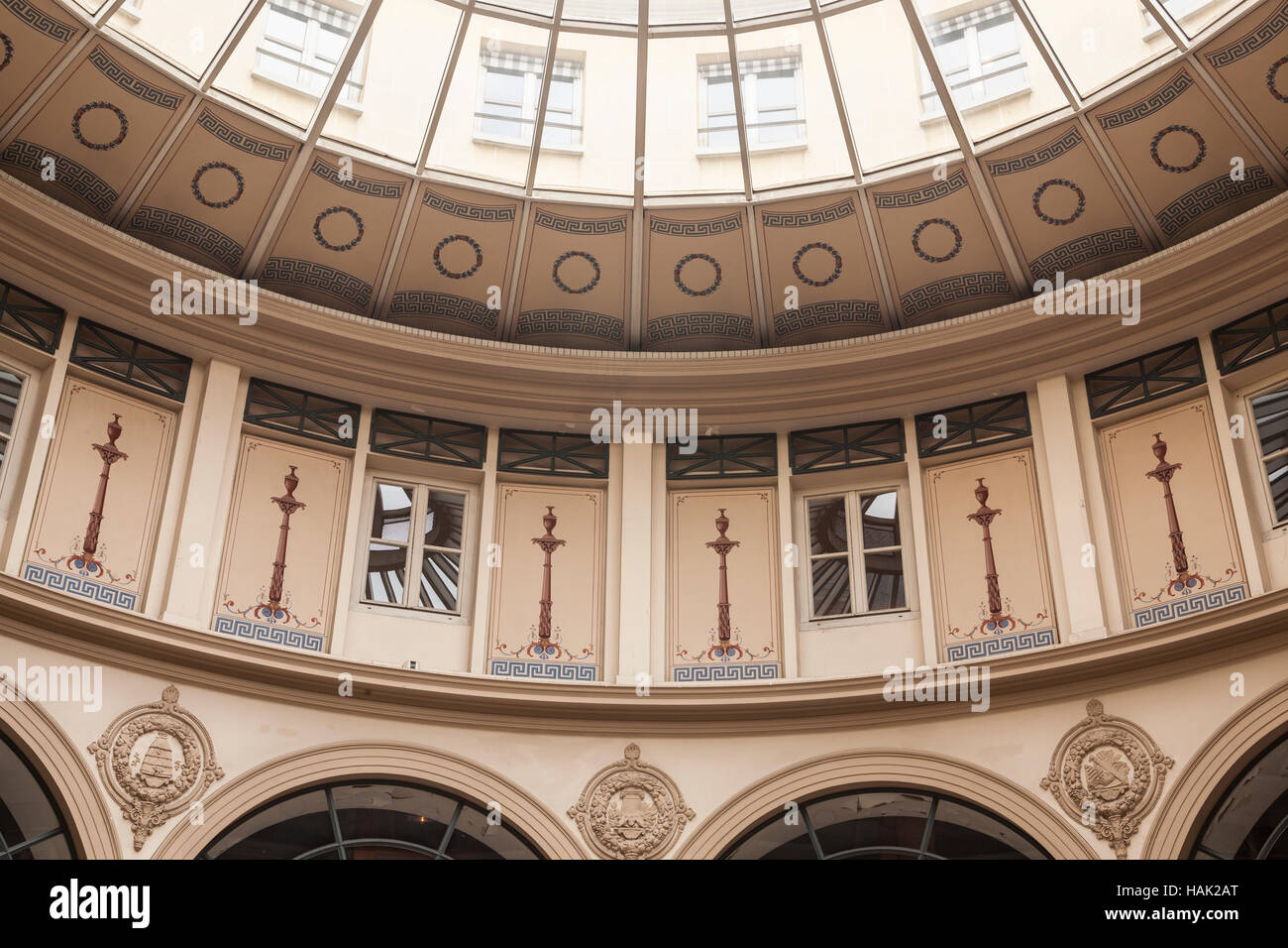 The glass dome in Galerie Colbert, Paris. Stock Photo