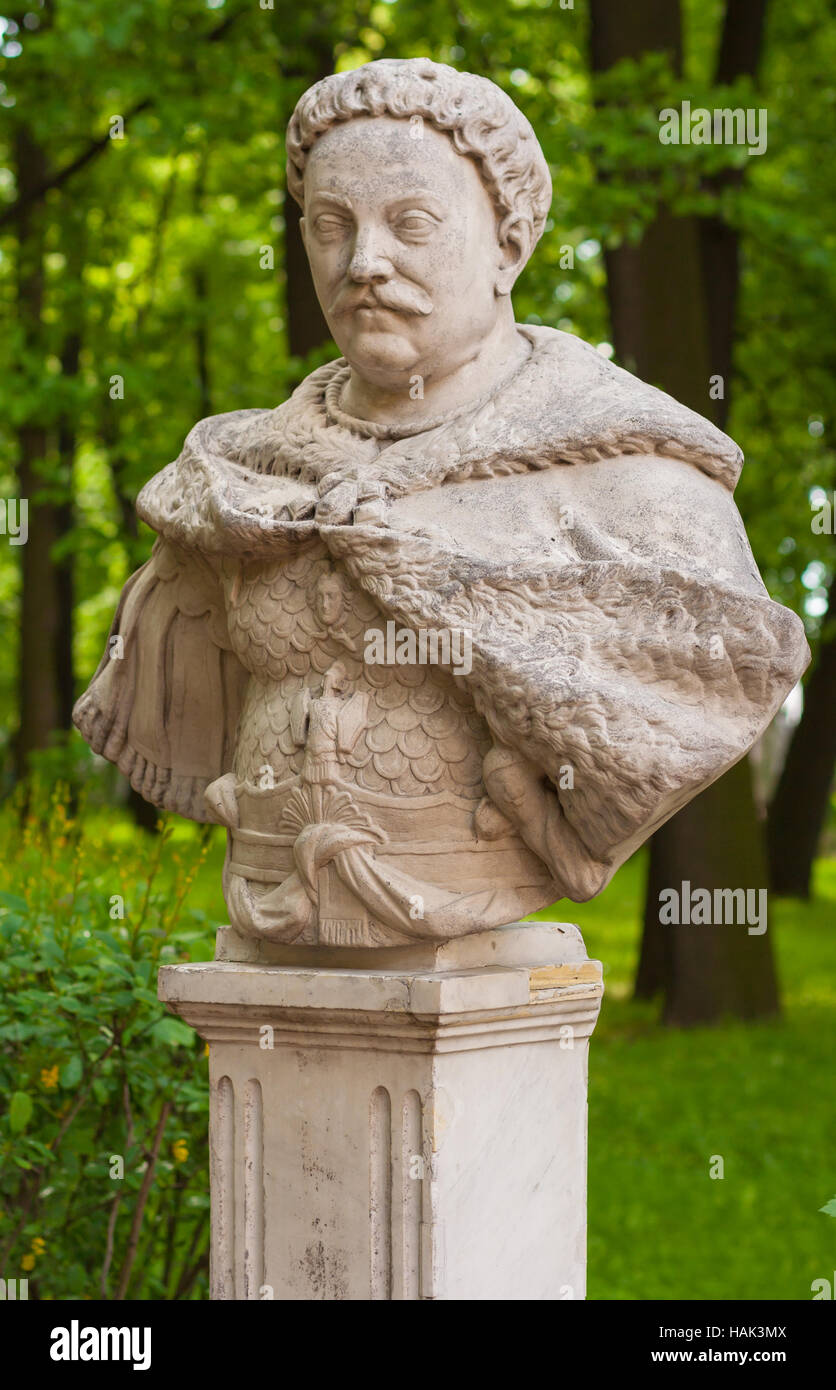 Bust of the John III Sobieski  (1629–1696) in the Summer Garden Stock Photo