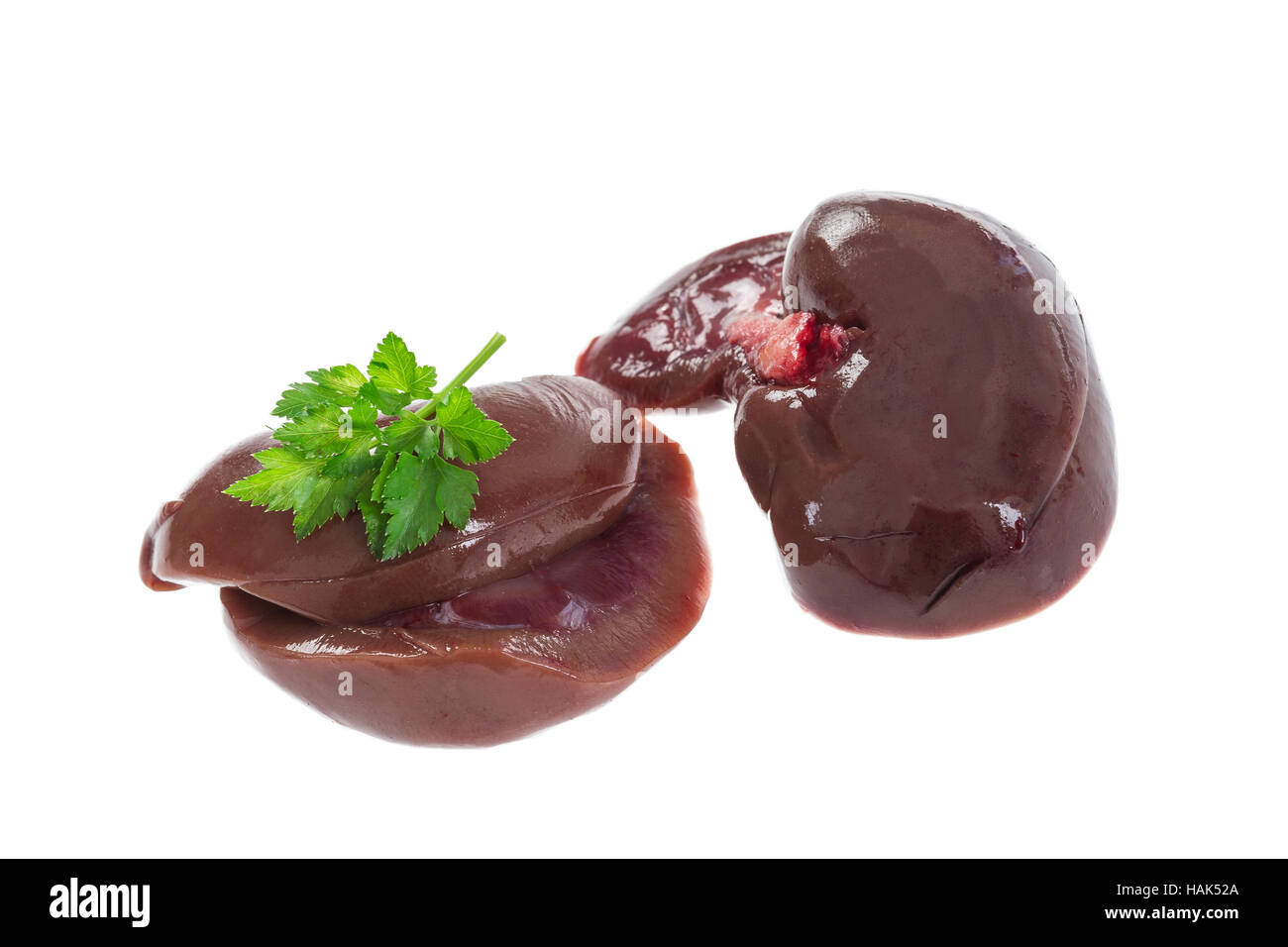Close-up on lamb kidney with parsley Stock Photo