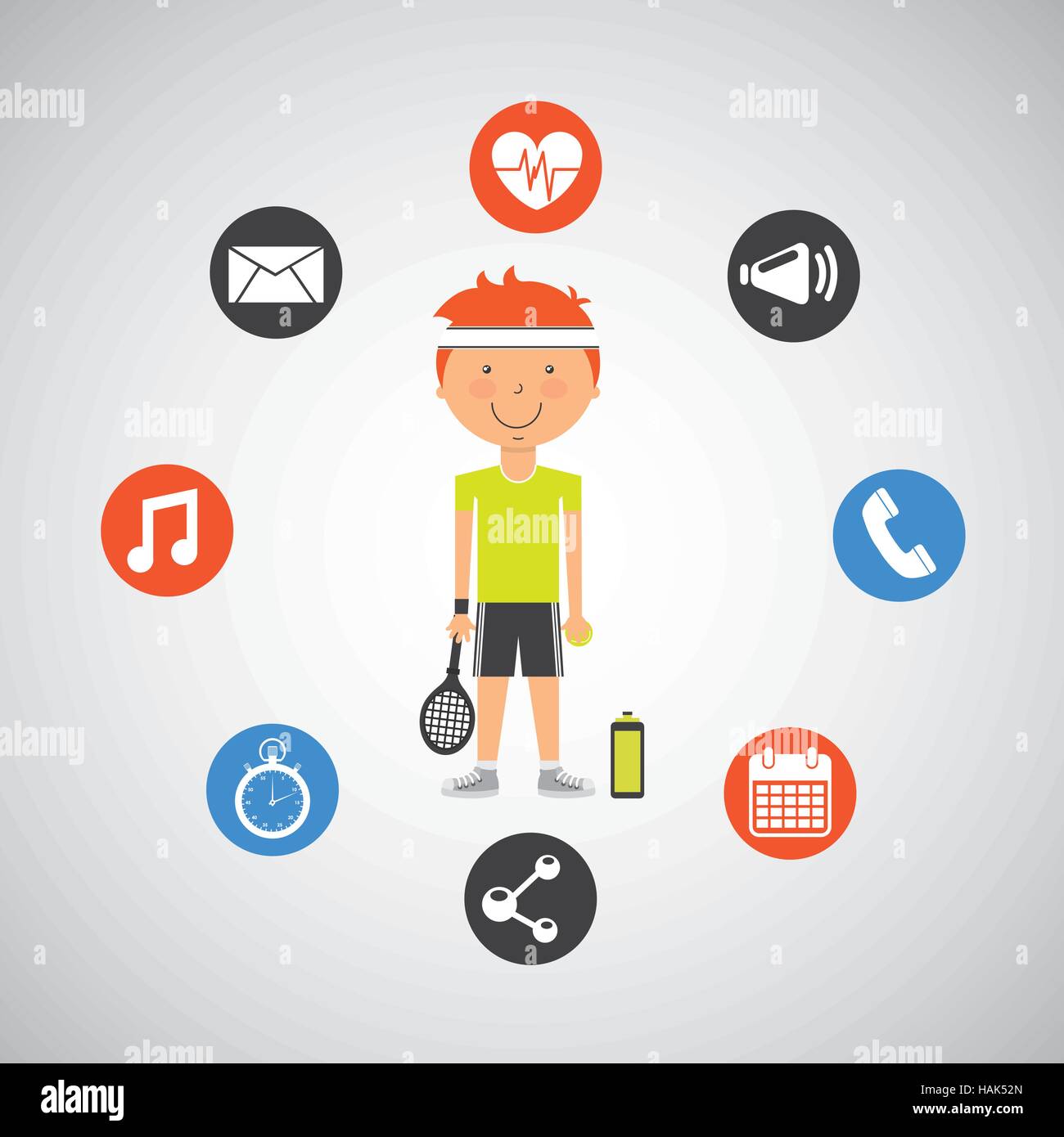 sportsman tennis racket apps icons vector illustration eps 10 Stock