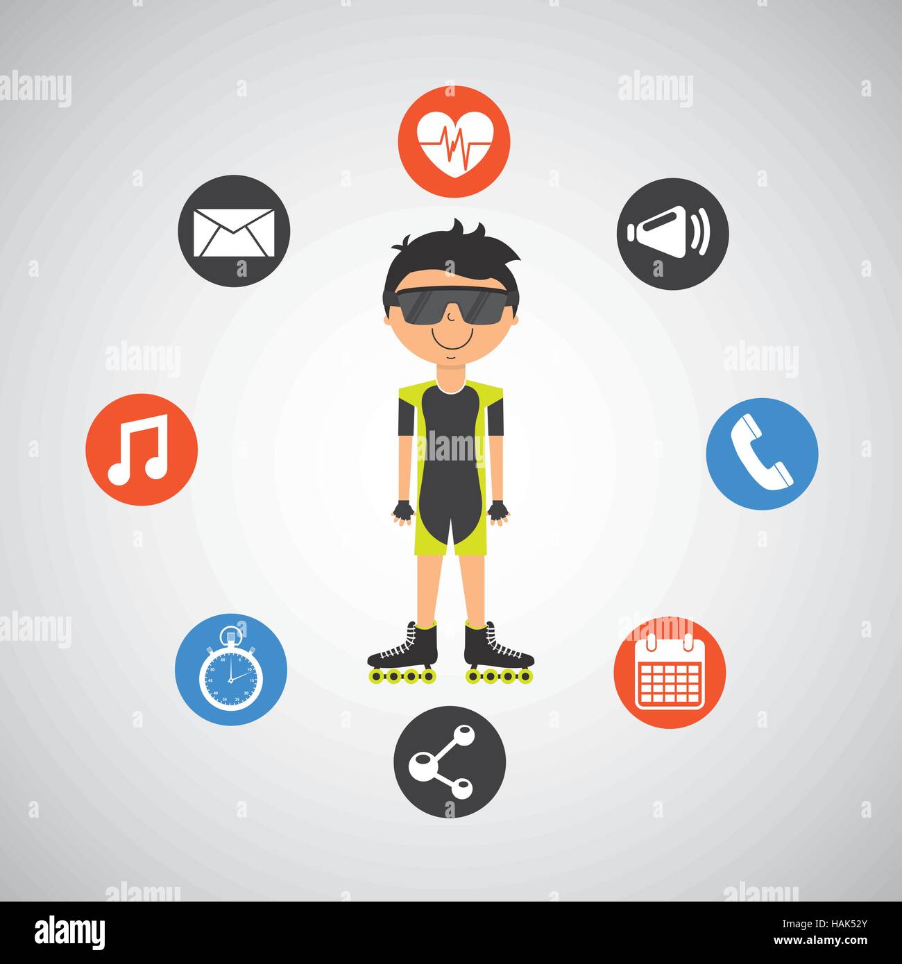 sportsman roller skating apps icons vector illustration eps 10 Stock