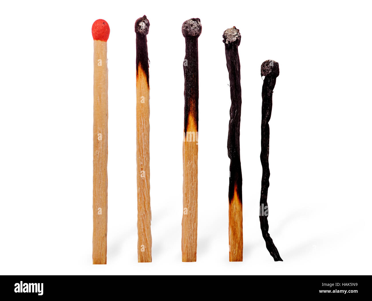 Closeup of several burnt matches isolated on white background Stock Photo Alamy