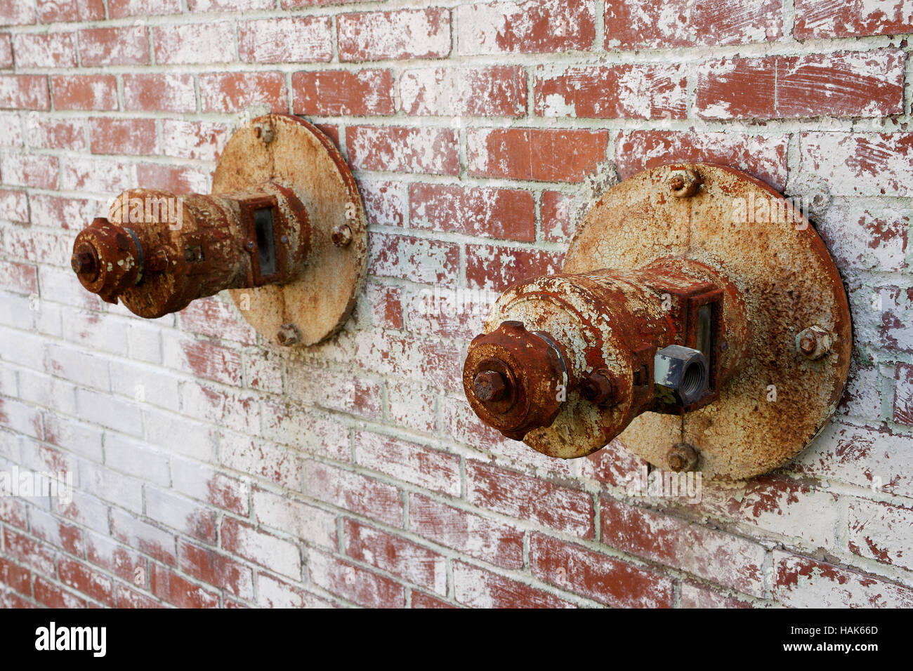 Two wall mounted Fire hydrant points (fireplugs Stock Photo Alamy