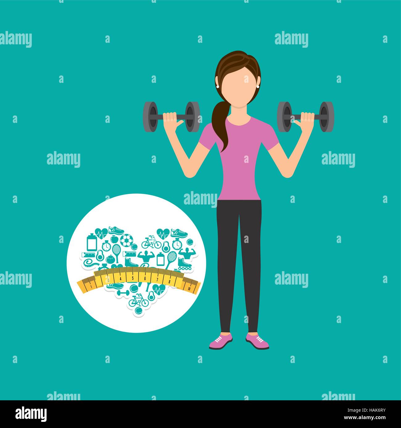 heart weight loss sport girl fitness vector illustration eps 10 Stock ...