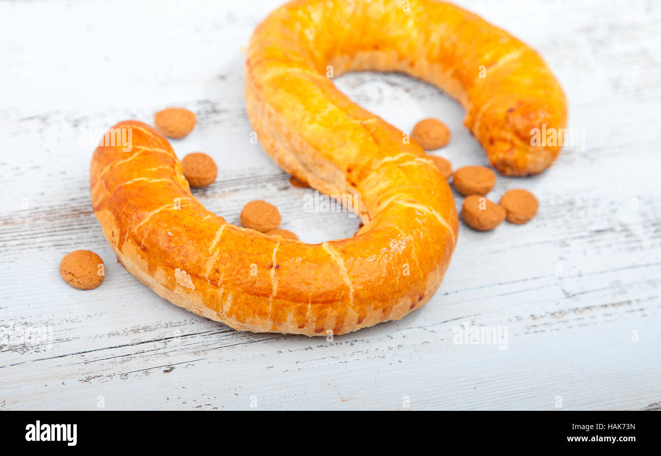 Traditional Dutch cookie Banketletter at Sinterklaas celebration on ...
