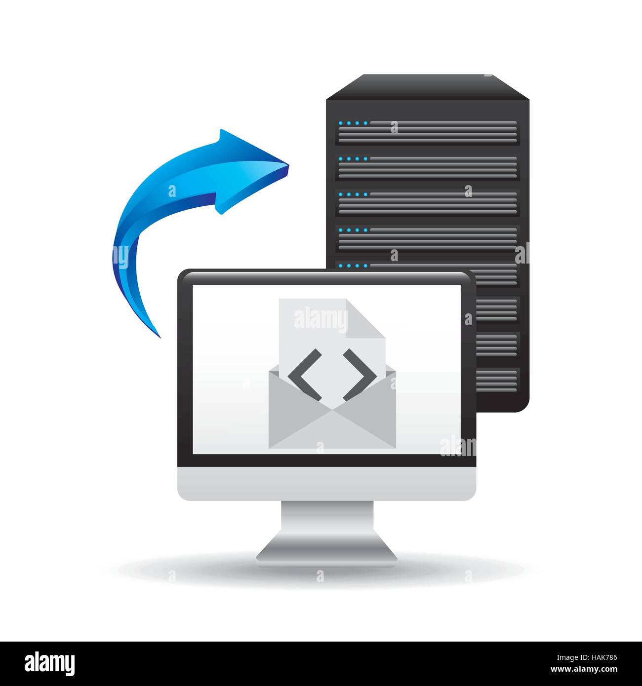 pc data base email arrow vector illustration eps 10 Stock Vector Image ...