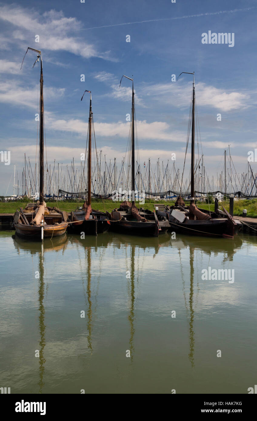 Historic sailing boats in Enkhuizen Stock Photo