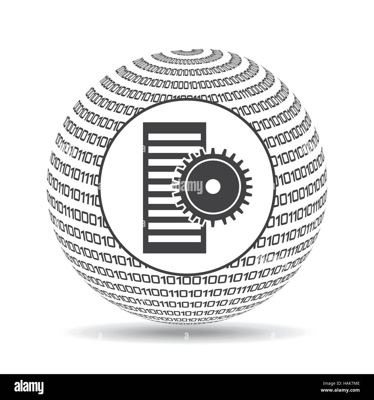 globe binary concept data server gear vector illustration eps 10 Stock ...