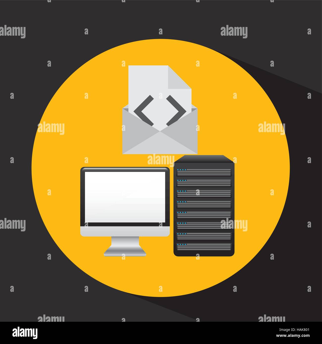 pc data base email arrow vector illustration eps 10 Stock Vector Image ...