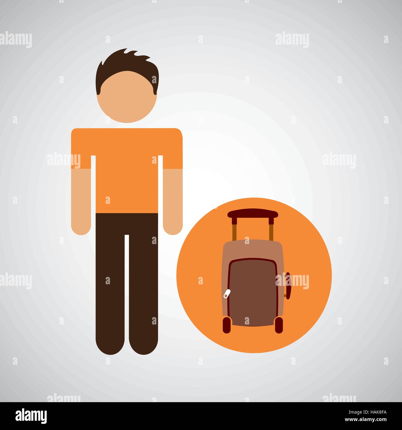 male character traveler brown suitcase vector illustration eps 10 Stock ...