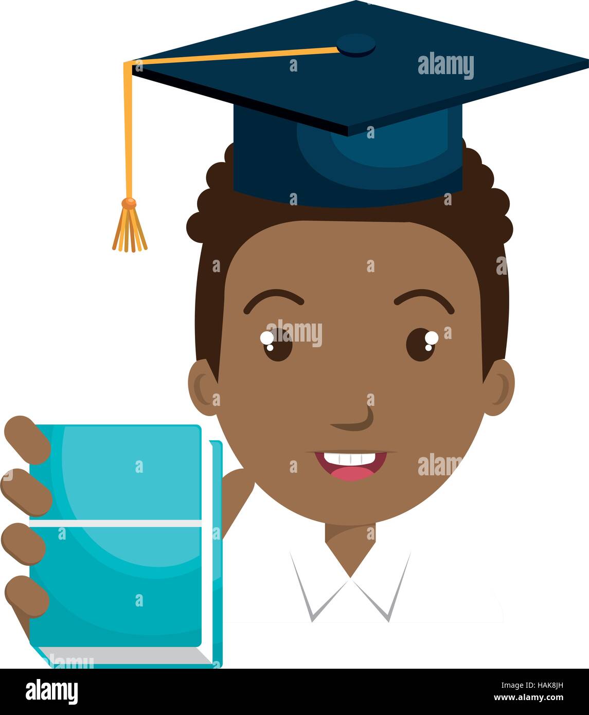 student character with hat graduation and book vector illustration ...