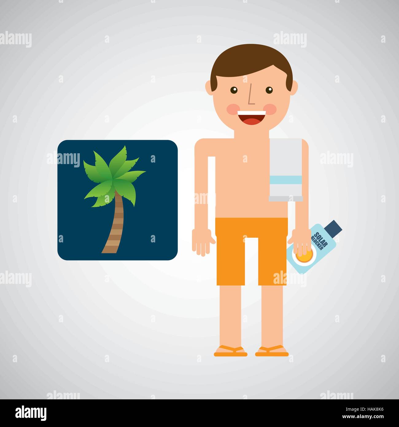 man shorts towel beach vacations coconut tree vector illustration eps 10 Stock Vector