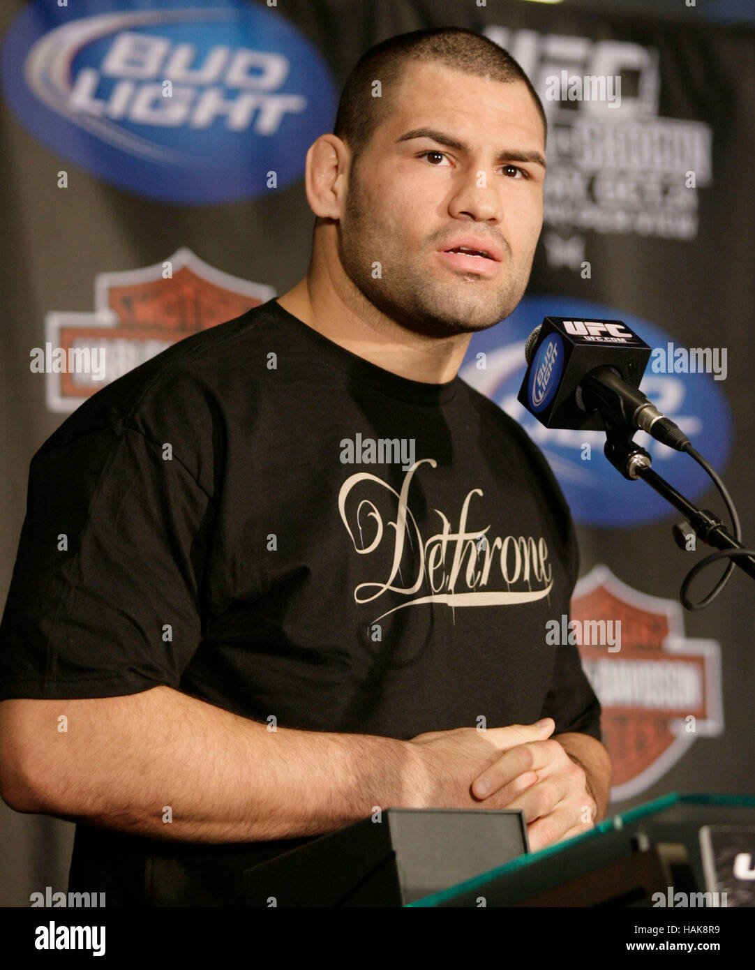 UFC fighter Cain Velasquez at a press conference in Los Angeles