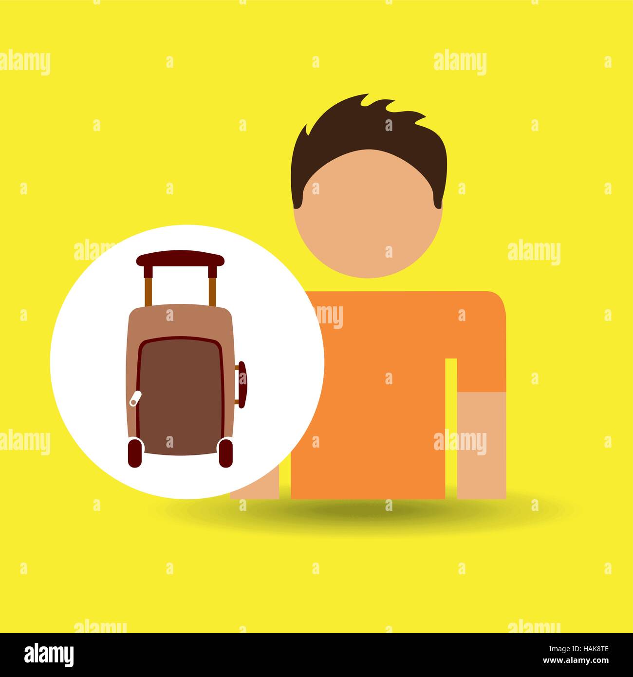 male character traveler brown suitcase vector illustration eps 10 Stock ...