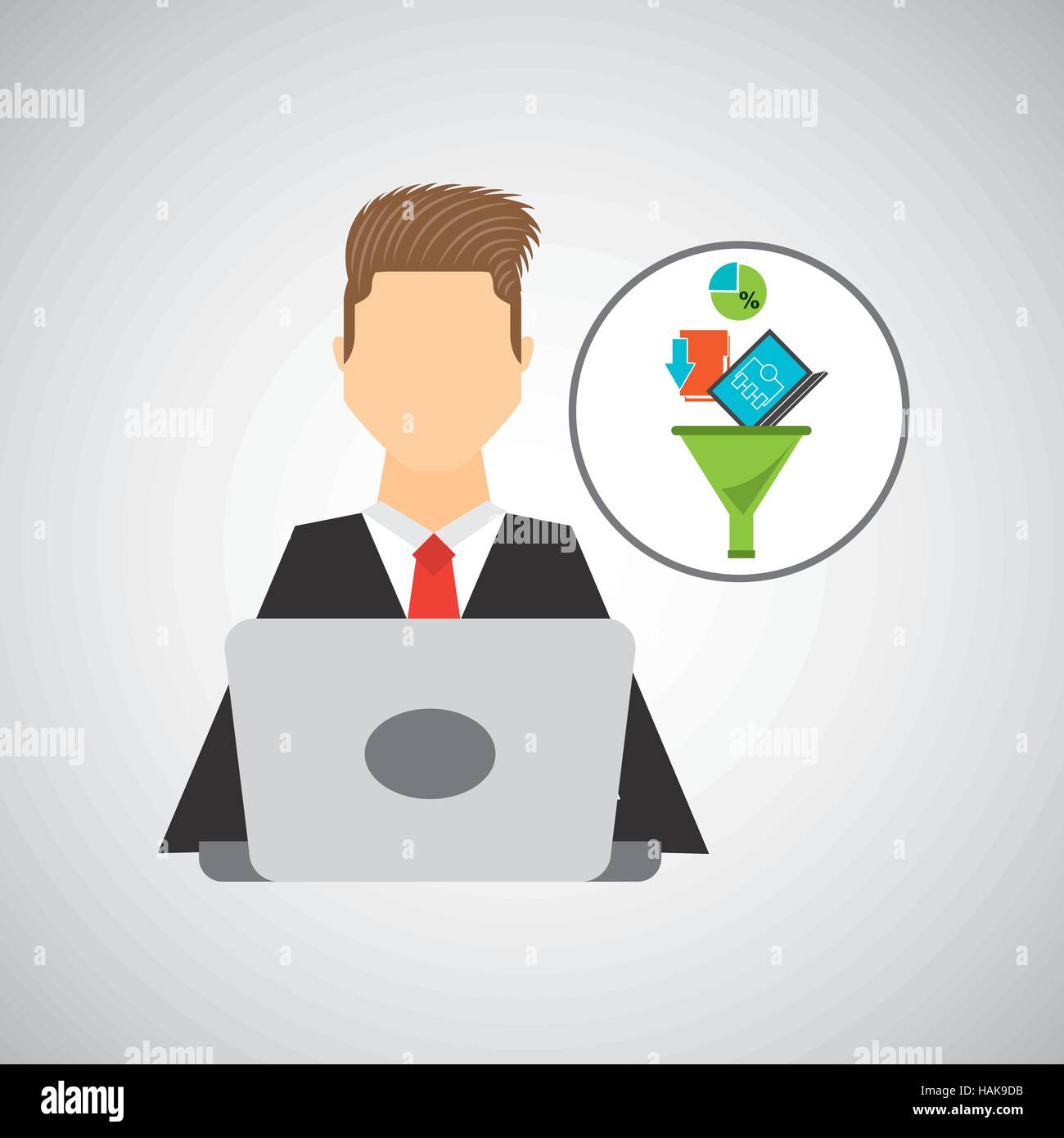 business man working laptop data analytics vector illustration eps 10 ...