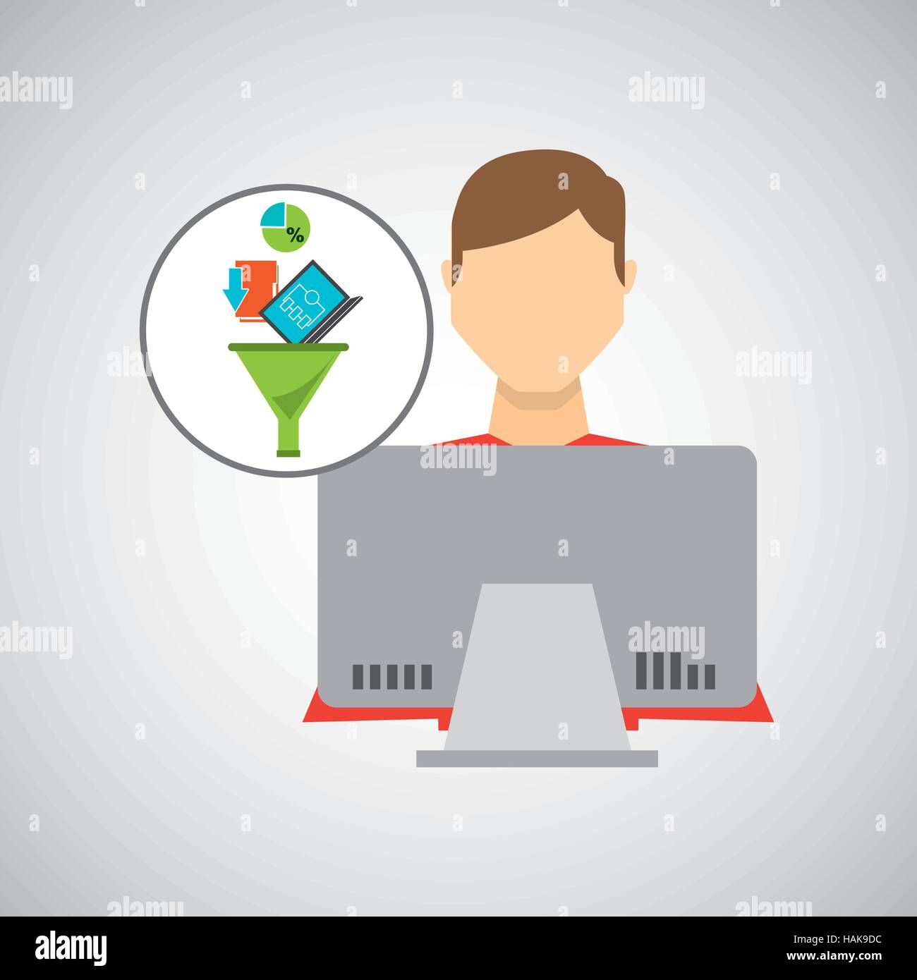 inteligent man working laptop data analytics vector illustration eps 10 ...