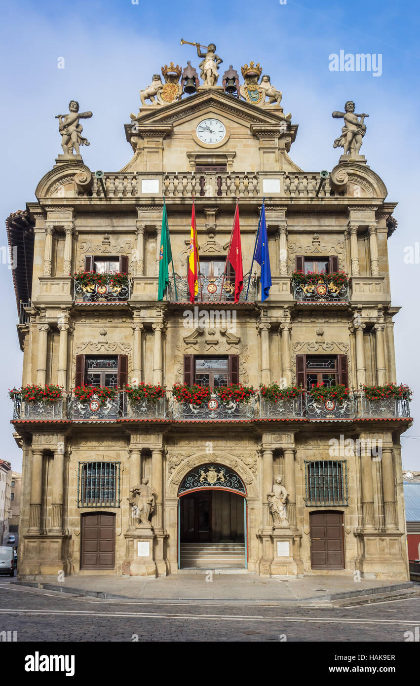 City hall in the historical center of Pamplona, Spain Stock Photo - Alamy