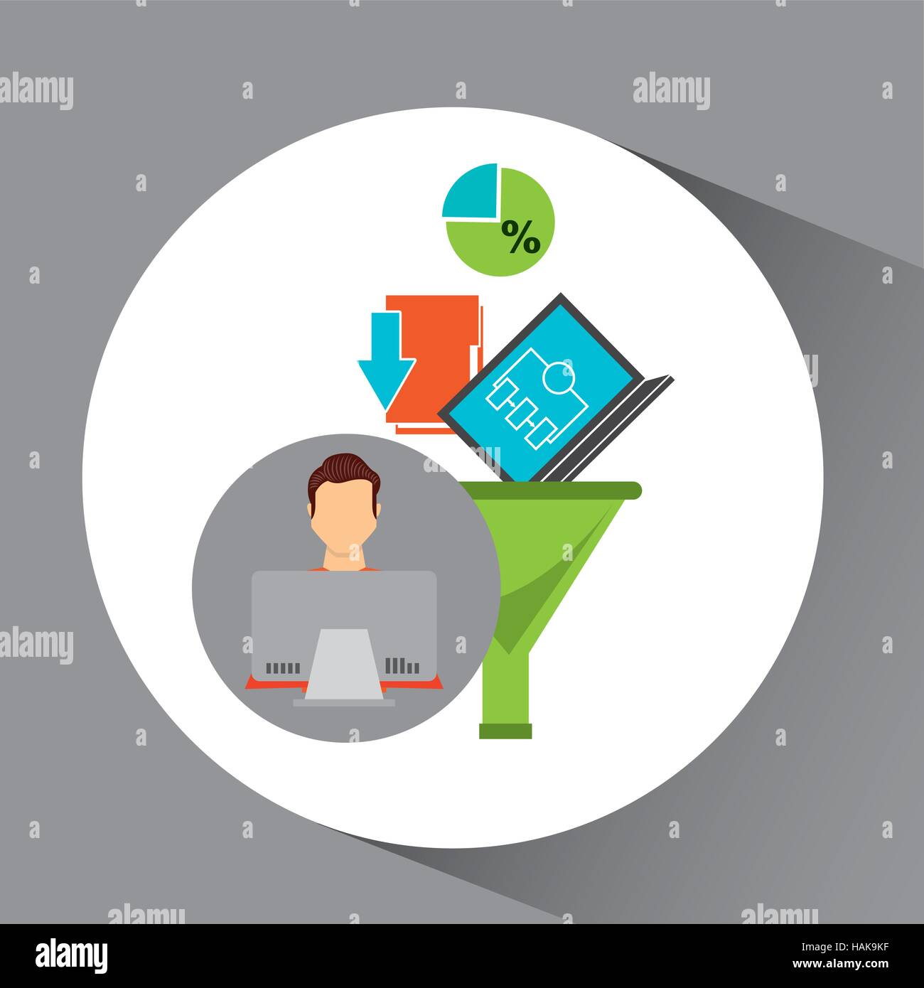 man working laptop data analytics vector illustration eps 10 Stock ...