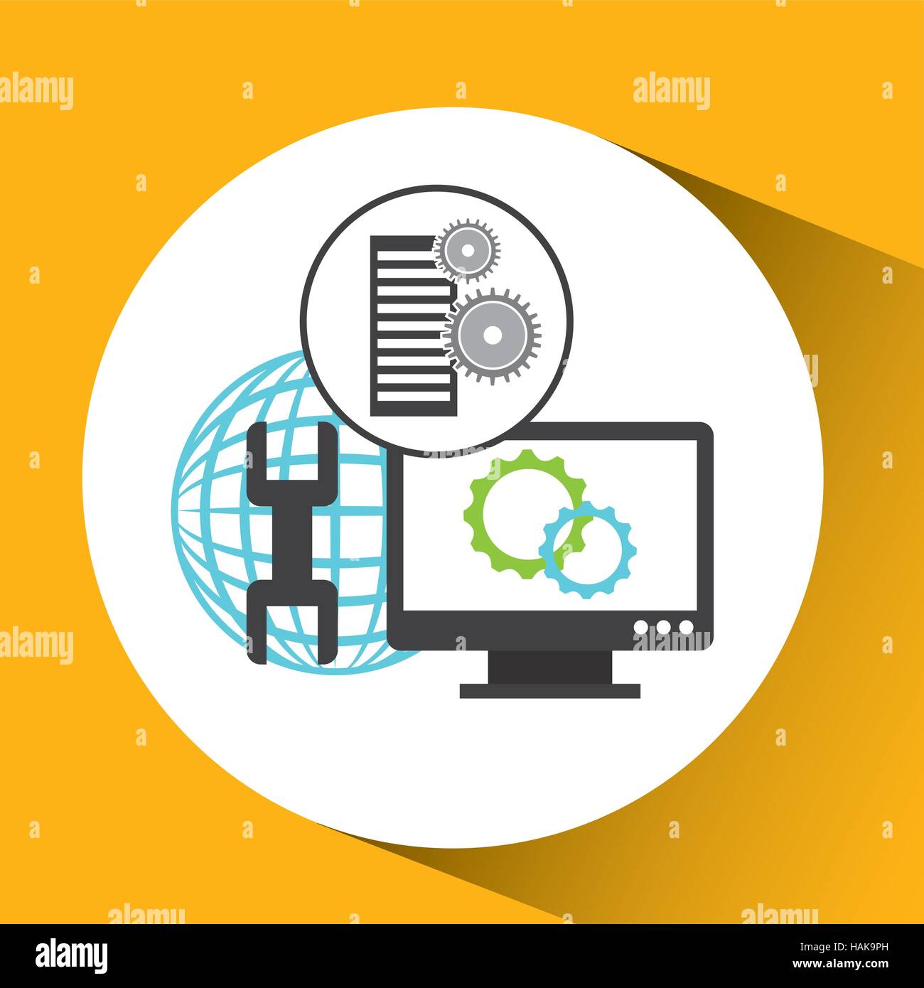 Database Gear Computer Icon database gear globe support technology vector illustration eps 10 Stock ...