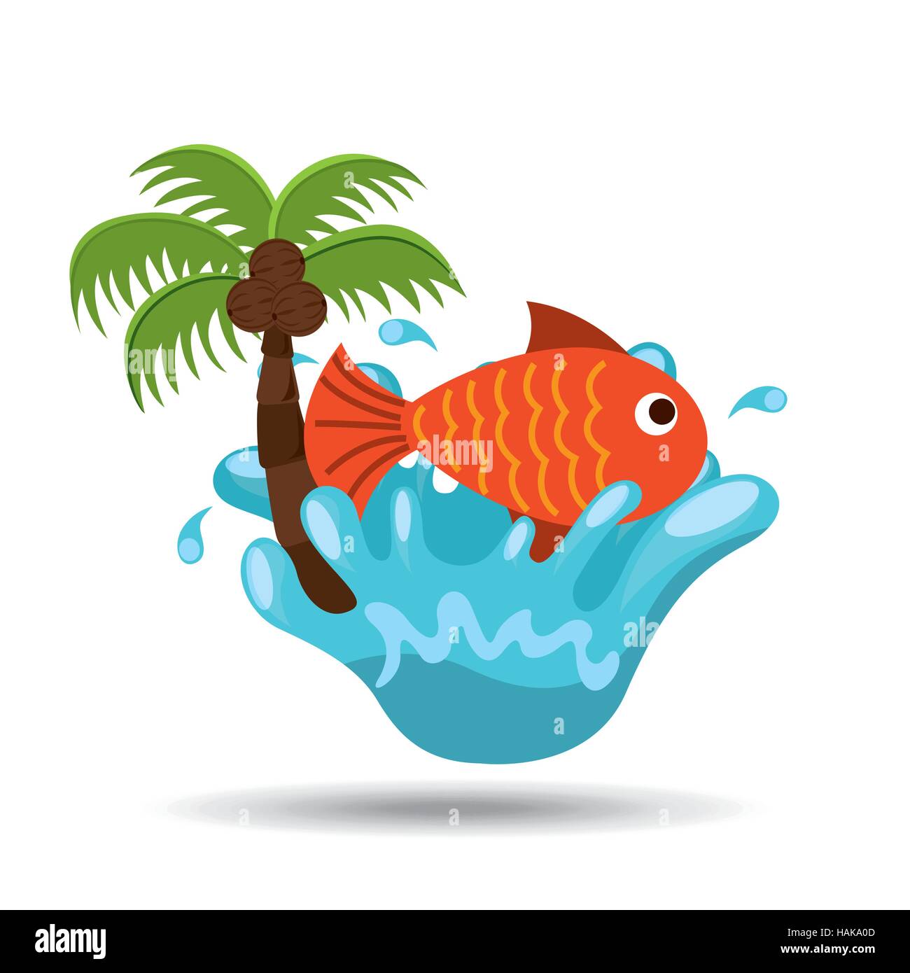 fish water splash palm summer vacation vector illustration Stock Vector  Image & Art - Alamy