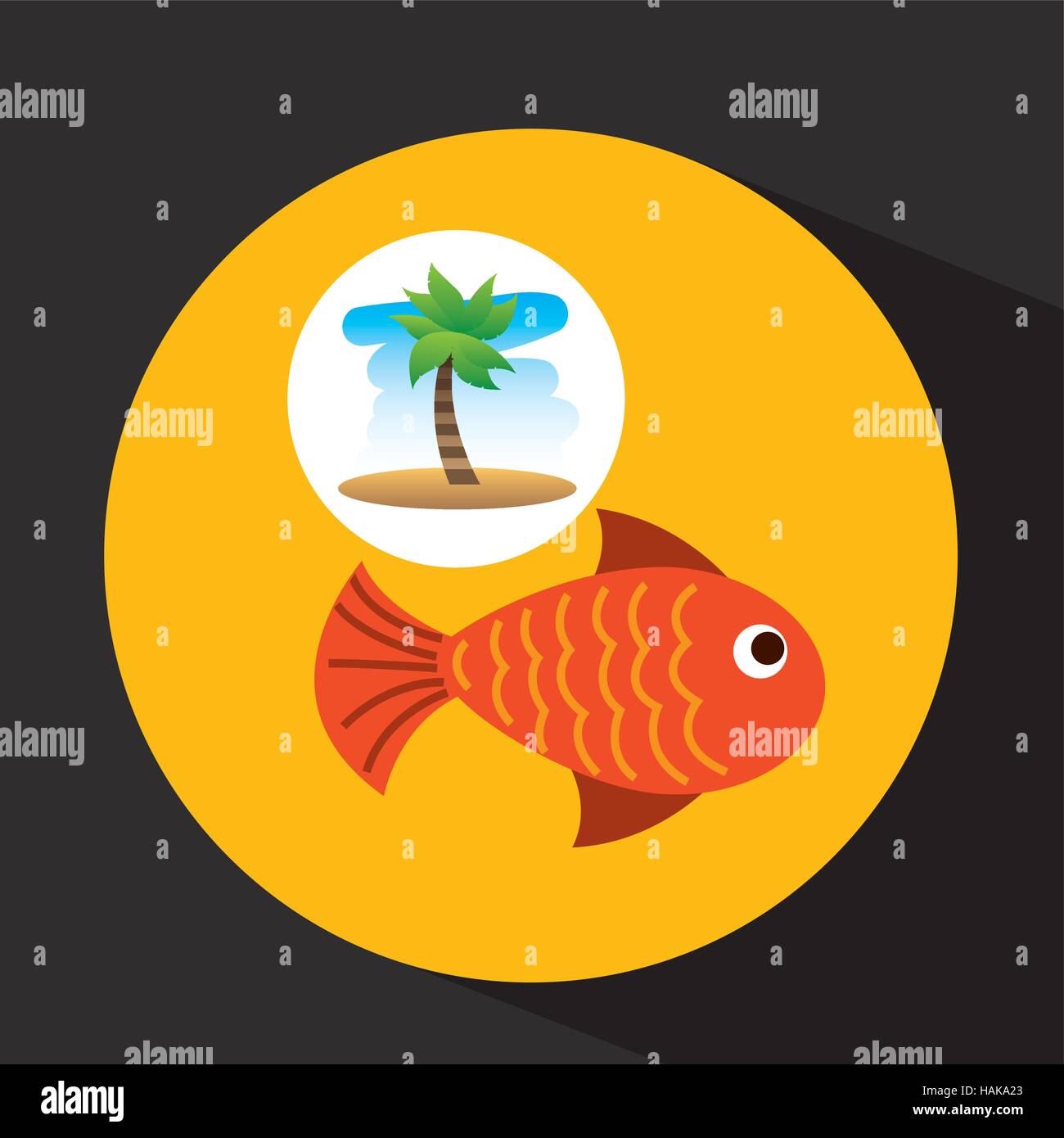 tropical vacation beach fish icon vector illustration eps 10 Stock ...