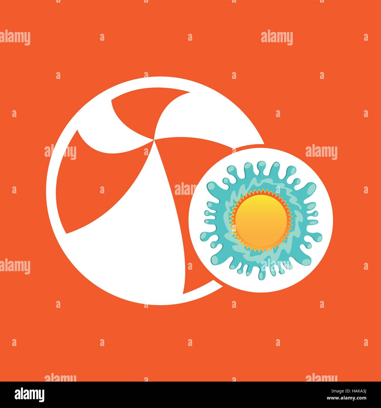 beachball summer vacation sun splashes label vector illustration eps 10 Stock Vector