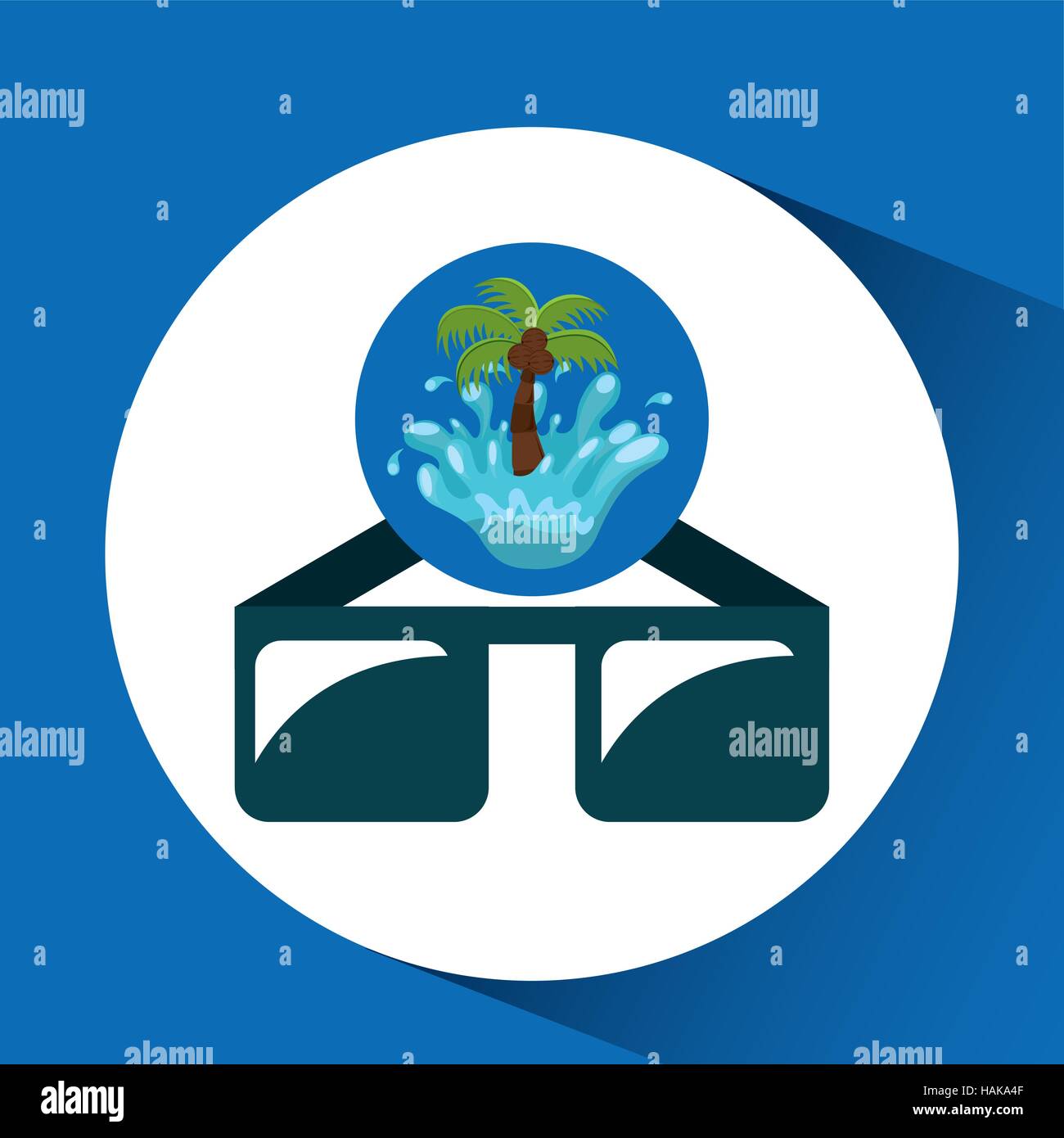 sunglasses water splash palm summer vacation vector illustration Stock