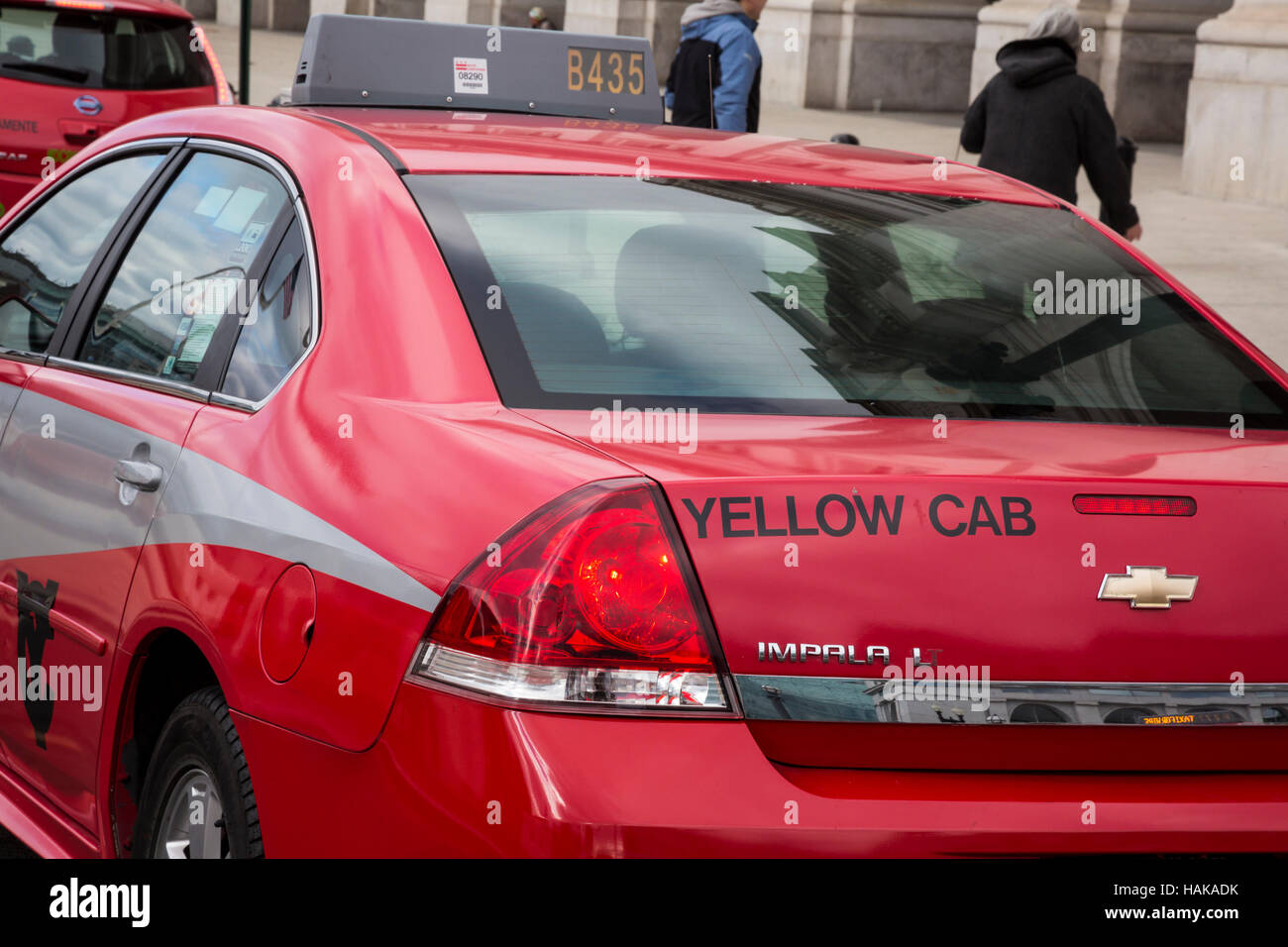 Washington, DC - A red Yellow Cab at Union Station. Stock Photo