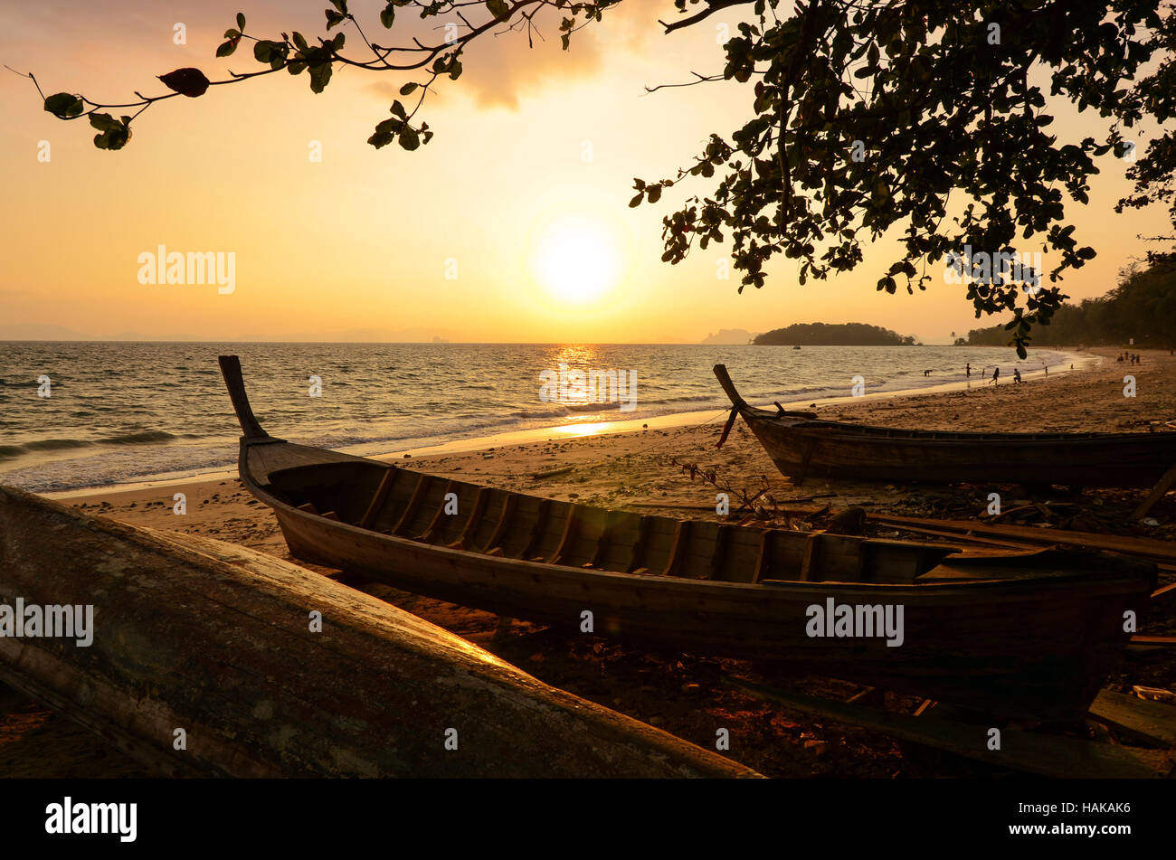 Summer sunsets at Andaman seaside, Krabi province, Southern Thailand. Stock Photo