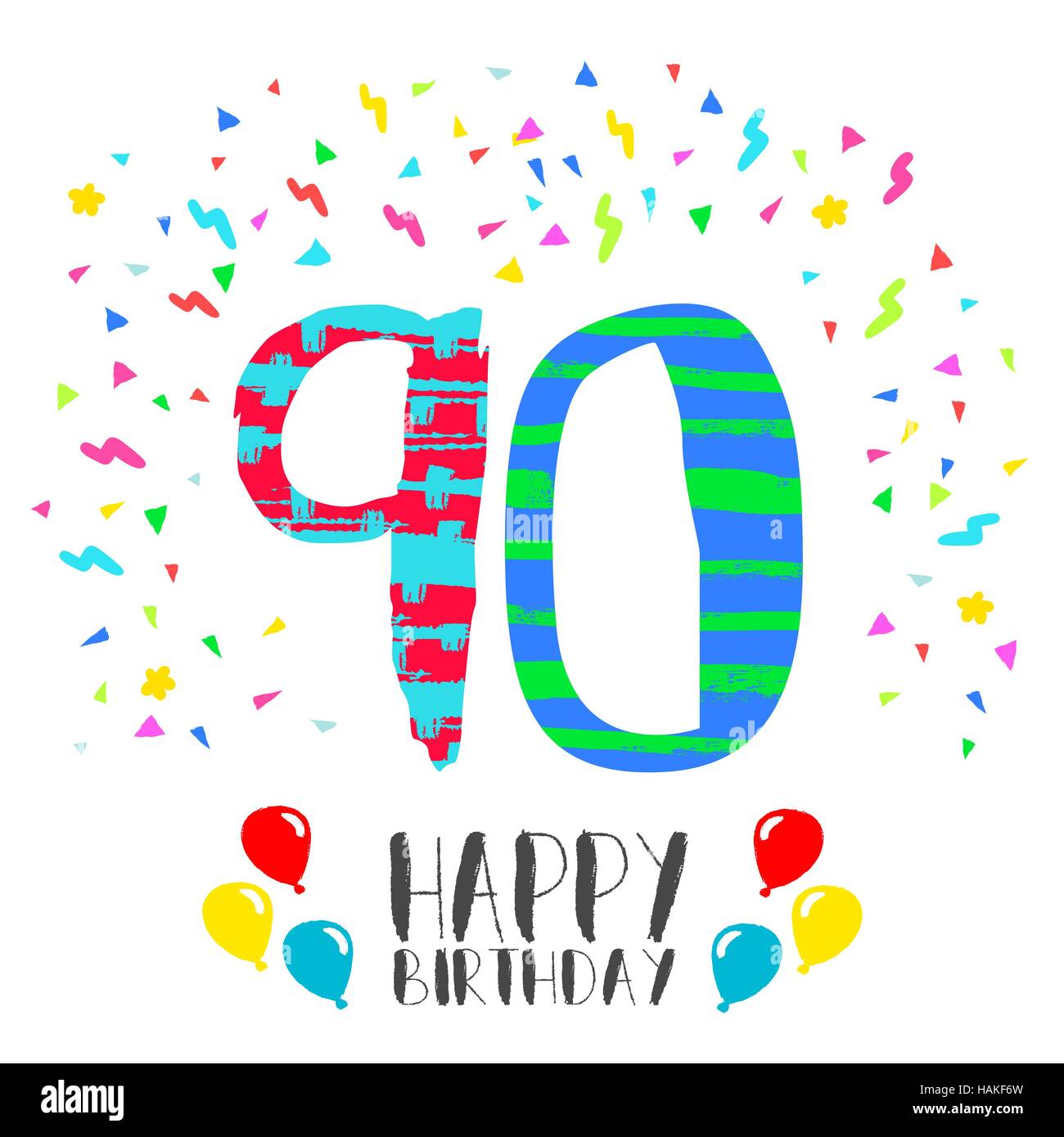 Buon compleanno 90 anno bigliettino colore poster Foto stock - Alamy
