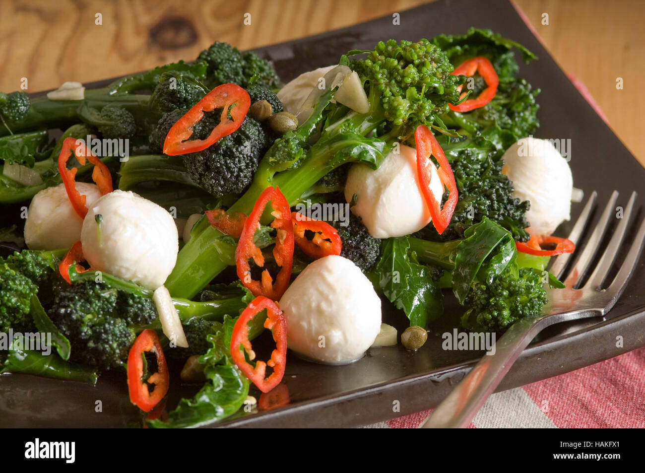 A vegetable dish of broccoli and mozzarella balls Stock Photo Alamy