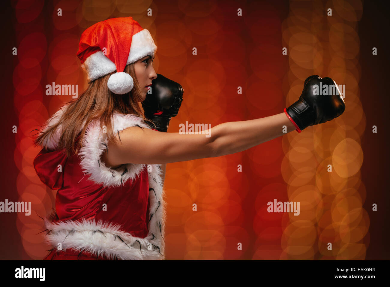 Christmas Boxing Girl Stock Photo Alamy