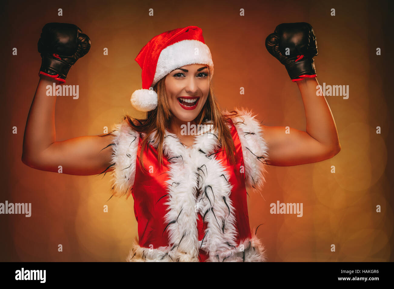 Christmas Boxing Girl Stock Photo Alamy