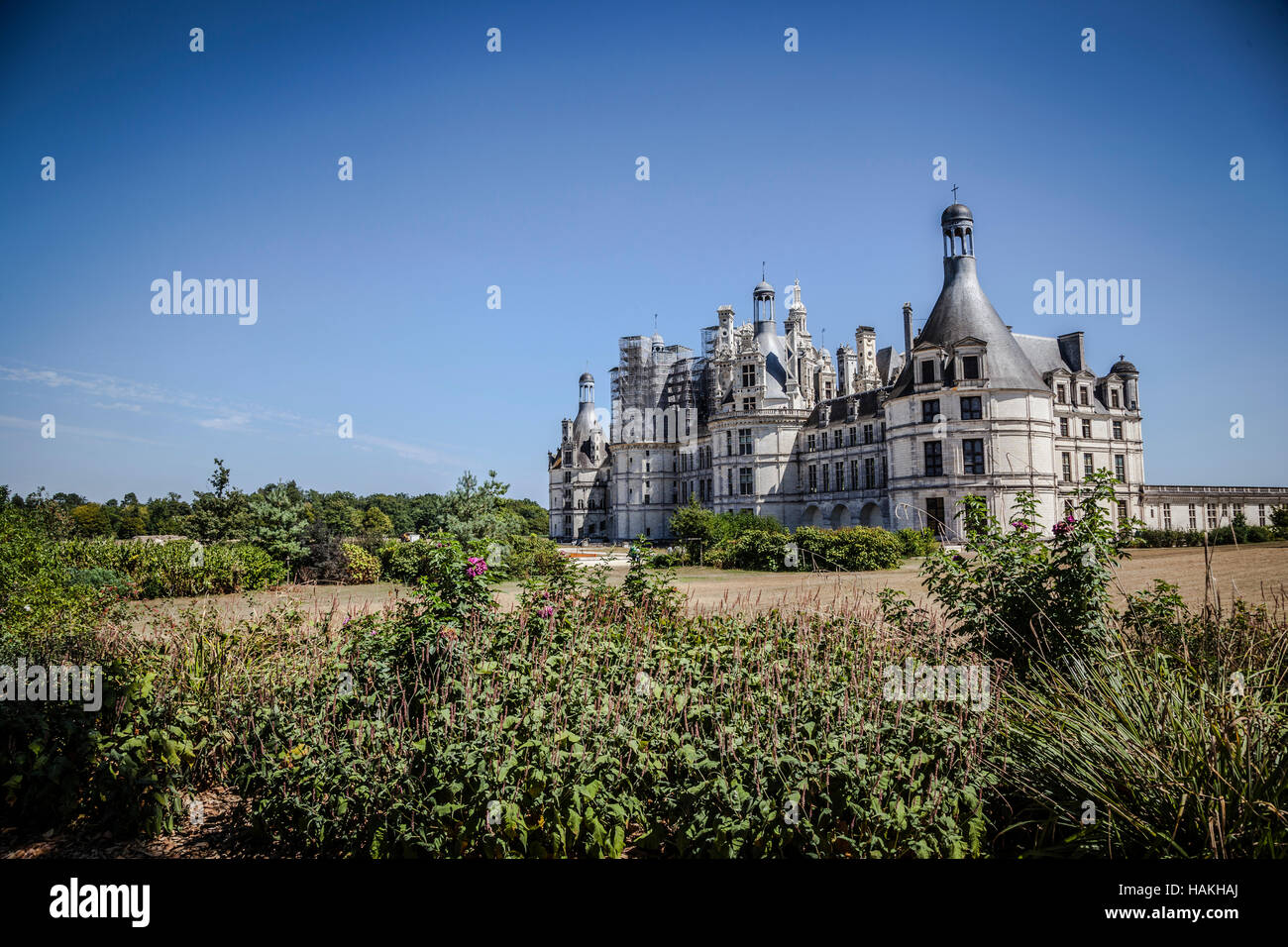 The royal Chateau de Chambord at Chambord, Loir-et-Cher, France Stock Photo