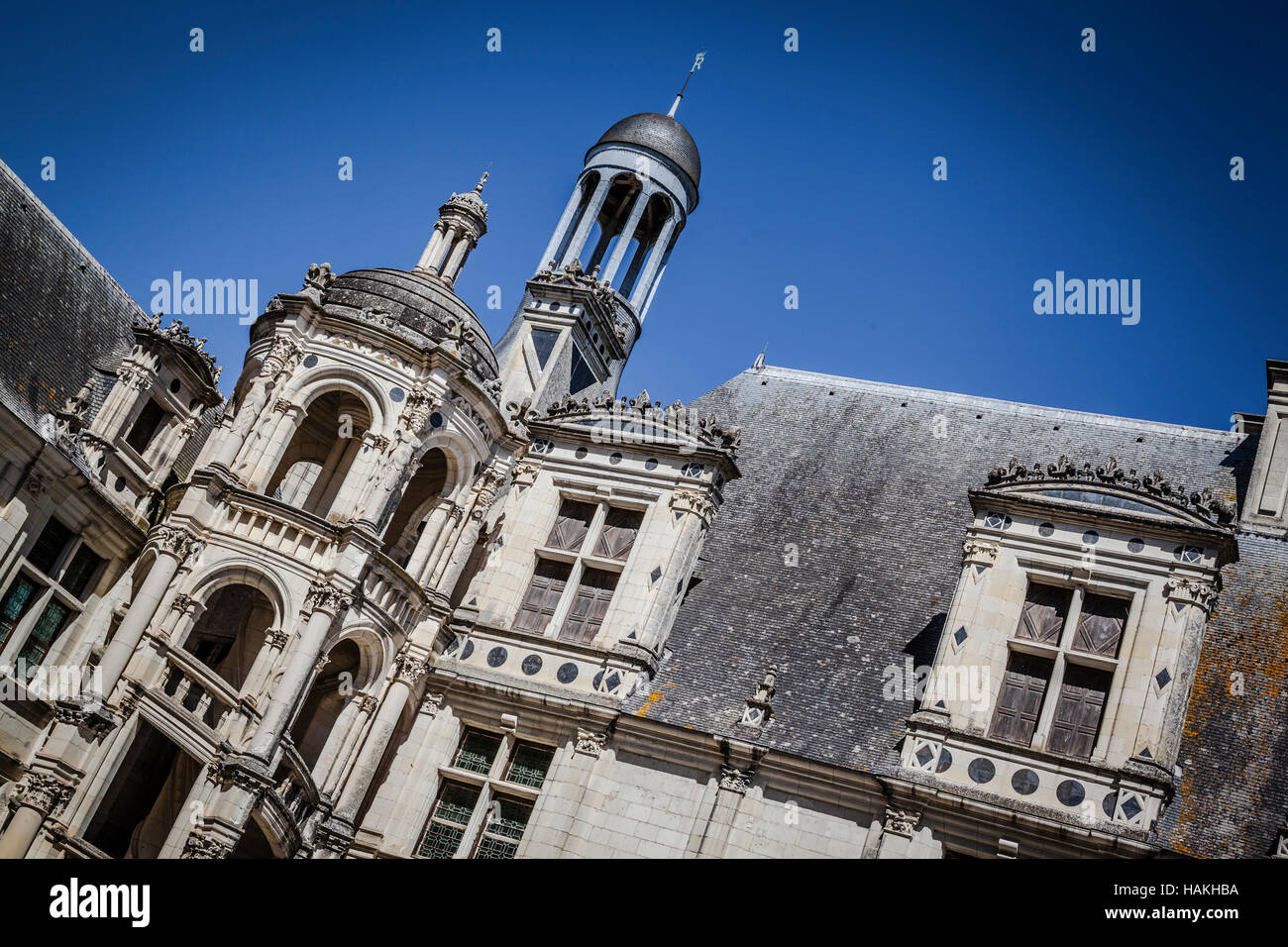 The royal Chateau de Chambord at Chambord, Loir-et-Cher, France Stock Photo