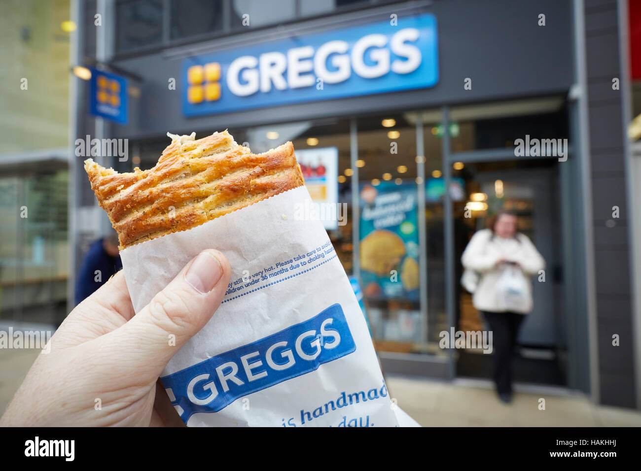 Manchester Greggs bakery shop store Pasty Deansgate cakes pies pasty